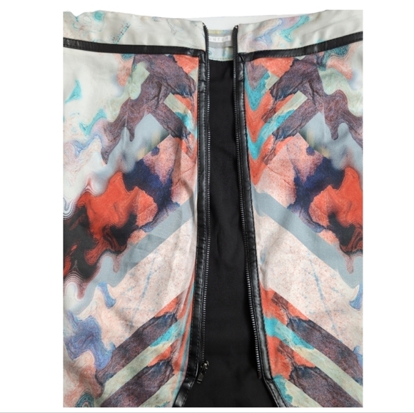 Hunter Bell Skirt Zip Up Faux Leather Trim Multicolored Size 4 - Picture 5 of 5